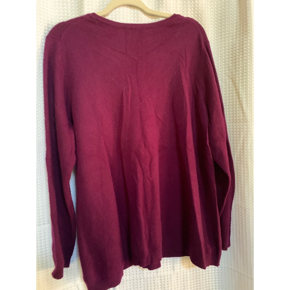 Charter Club Cashmere Sweater Womens 2X Purple V-Neck Long Sleeve Luxury Knit - Picture 6 of 7